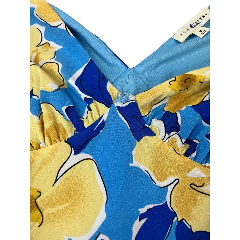 La Hearts Women's Blue & Yellow Floral Dress - Picture 6 of 7